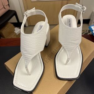 Steve Madden Allura White Crocodile Heeled Sandal